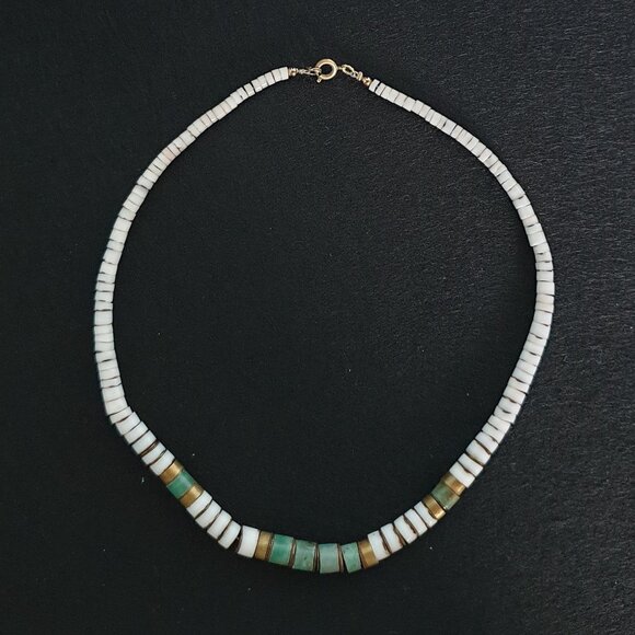 Vintage 1980s Southwestern Heishi-Style Shell & Chrysocolla Necklace - Picture 5 of 12